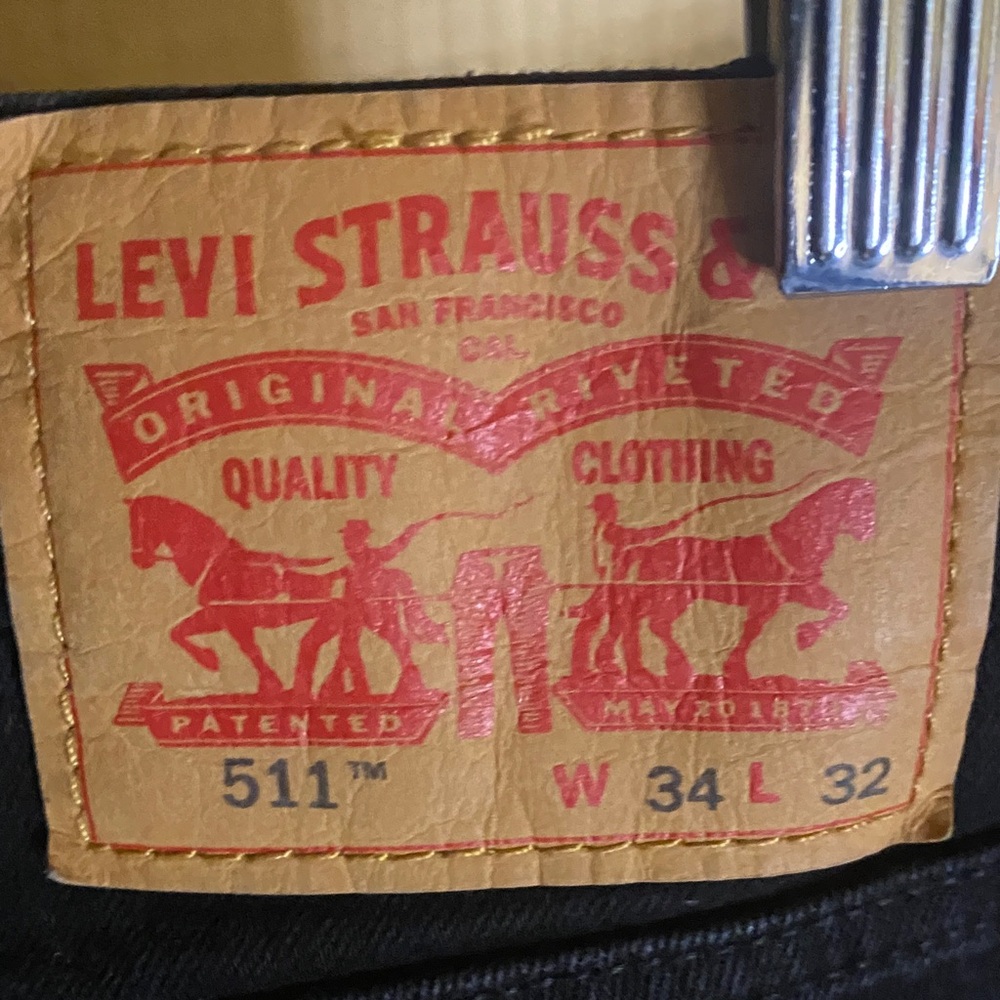 Levi’s 511 black Denim slim fit Jeans size 34x32 red tab - Picture 2 of 5
